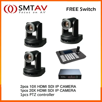 2 шт. SDI PTZ-камера с 10-кратным увеличением, камера для прямой трансляции, 1 шт. 20-кратная камера для деловой встречи в церкви и 1 шт. контроллер PTZ-камеры