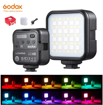 Godox LED 6R RGB Видеосигнал с регулируемой яркостью 0-360 Полноцветный 3200 K-6500 K 13 эффектов FX Встроенный литий-ионный аккумулятор емкостью 1800 мАч для видеосигнала