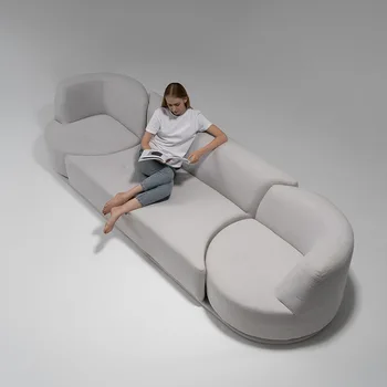 Дизайн ткани Минималистичная Гостиная Креативное Вращение Многофункциональный Модульный диван