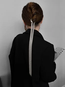 Женские аксессуары для волос с длинной кисточкой на цепочке FANYIN, новейший головной убор с конским хвостом на затылке