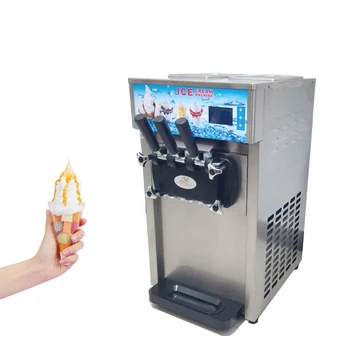 Оборудование для магазина холодных напитков Машина для производства мороженого Коммерческая машина для производства мягкого мороженого 1200 Вт 18Л/ч Машина для производства мороженого с тремя вкусами