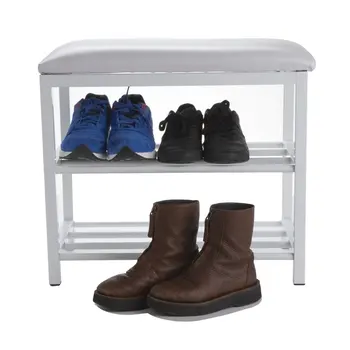 3-х уровневая скамейка для обуви, Органайзер для обуви, полка для хранения с подушкой для сидения, для прихожей, ванной комнаты, гостиной и коридора