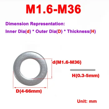 304 Прокладка из нержавеющей стали/металлический винт, увеличенная и утолщенная Круглая плоская шайба M1.6-M36