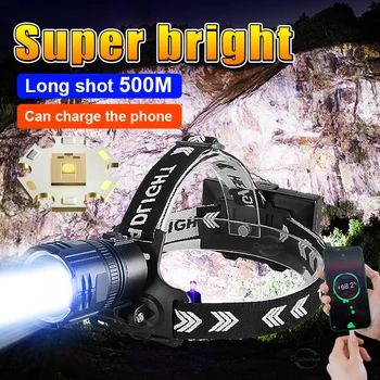 9900ЛМ Самый мощный светодиодный налобный фонарь, перезаряжаемый дальнобойный мощный головной фонарь для рыбалки, кемпинга