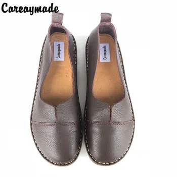CareaymadeSpring, Обувь из натуральной кожи, Туфли на плоской подошве ручной работы, Женские туфли Mori Girl в стиле ретро, Женская модная обувь, 2 цвета