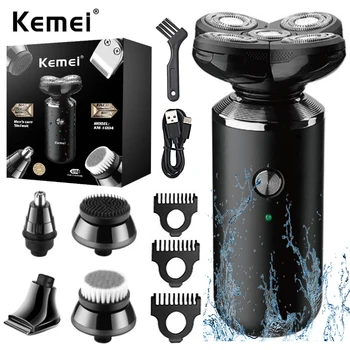 Kemei 5 In1 Электробритва Для Мужчин, Триммер для бороды, лица, носа, Виска, Мини Портативное устройство для стрижки волос в виде Черепа, Водонепроницаемая USB-зарядная машина