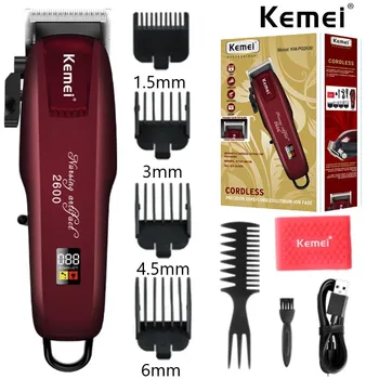 Kemei KM-2600PG Волшебная машинка для Стрижки волос Беспроводная Мощная Стрижка Высшего качества Парикмахерская Машинка для Стрижки Волос Триммер для волос ЖК-дисплей