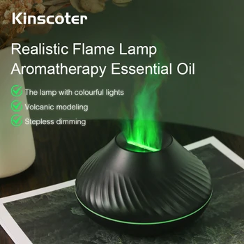 KINSCOTER Цветной 3D-увлажнитель воздуха с пламенем, портативный USB-диффузор эфирных масел для ароматерапии с цветным ночником, реалистичный огонь