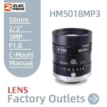 ZLKC 50 мм Объектив с фиксированным Фокусным расстоянием 3MP 2/3 дюйма С диафрагмой F1.8 Mabual Iris C Креплением Machine Vision FA Камера Для видеонаблюдения Мегапиксельная Линза