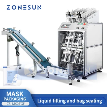 ZONESUN Автоматическая Машина Для Запайки Пакетов для упаковки масок для лица с Вертикальным Наполнением Жидкостью с Принтером для маркировки даты Маски для ног ZS-MS2TGF