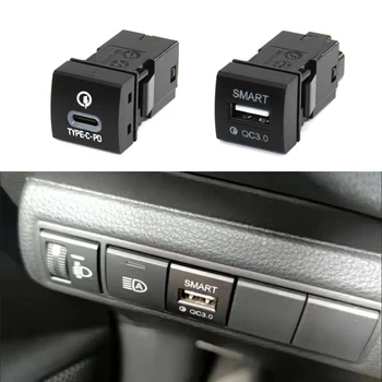 Автомобильное Зарядное устройство с двумя USB Разъемами PD Для Быстрой Зарядки QC3.0, Кнопка Автоматического Адаптера телефона Для Toyota RAV4 Camry Levin Prado Reiz Corolla