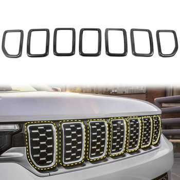 Автомобильные Аксессуары для Jeep Grand Cherokee L 2022 2023 С Принтом Из Углеродного Волокна Передняя Центральная Решетка Радиатора Молдинг Крышка Отделка 7 шт.