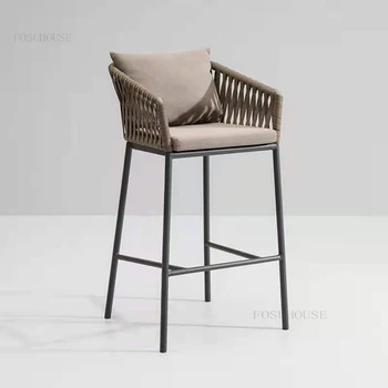 Барные стулья из кованого железа в скандинавском стиле, креативные минималистичные барные стулья класса люкс из ротанга, Высокие табуреты для дома, Мебель Cocinas