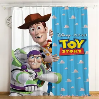 Затемняющий занавес Disney Toy Story Длиной 84 дюйма Красивый декор комнаты Простая настройка Белые шторы на окна для спальни и гостиной