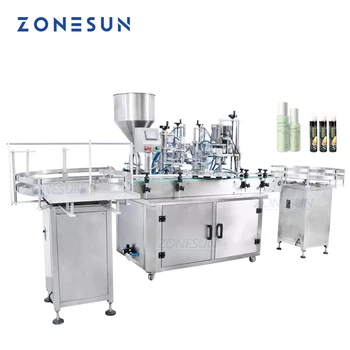 Изготовленная на заказ ZONESUN Полноавтоматическая Косметическая Машина для розлива и укупорки флаконов с жидким молоком и медом, изготовленная на заказ ZONESUN для производственной линии
