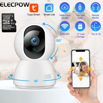 Интеллектуальная видеокамера Elecpow 1080P Tuya, Беспроводная WiFi, IP-камера видеонаблюдения, Радионяня, Веб-камера ночного видения