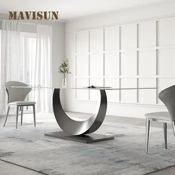 Итальянский минималистичный обеденный стол из шифера, Размер квартиры, Светлый Роскошный современный прямоугольный креативный дизайнерский кухонный стол высокого класса