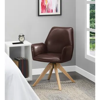 Концепции удобства Присаживайтесь в поворотное акцентное кресло Miranda, искусственная кожа для эспрессо/натуральная
