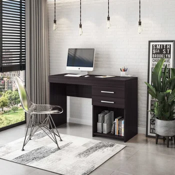 Коричневый компьютерный стол для домашнего офиса или спальни, с выдвижными ящиками, идеально подходит для небольших помещений компьютерный стол