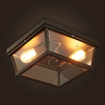 Лампа винтажные американские лампы для входа на балкон квадратный хрустальный потолочный светильник