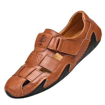 Летние мужские сандалии, мужская повседневная обувь из натуральной кожи, Классические легкие римские сандалии, Уличные модные мужские тапочки Zapatos Hombre