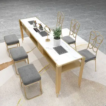 Маникюрный стол, стул в комплекте с пылесосом, маникюрный стол, мраморная сетка, красный маникюрный стол с прямыми ножками стол для маникюра