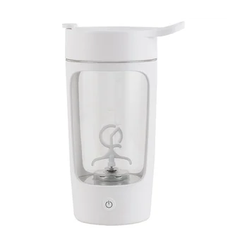 Миксер для взбивания протеинового порошка, Шейкер, Чашка, Электрическая Портативная Бутылка для кофе, бесплатная с USB-аккумулятором 1200 мАч, белый