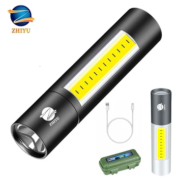 Мини Светодиодный фонарик ZHIYU, перезаряжаемый через USB, 3 режима освещения, Водонепроницаемый фонарик с телескопическим зумом, Стильный портативный костюм для ночного освещения