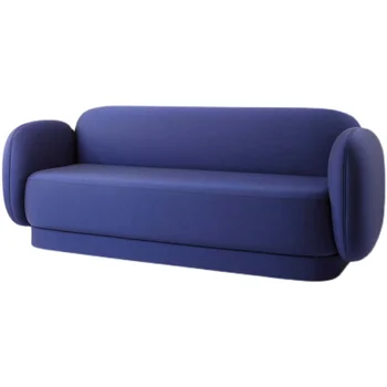 Многоместный диван из высокоэластичной губки, Итальянская легкая роскошная ткань, минималистичный дизайн для трех человек, синий 2,4 метра