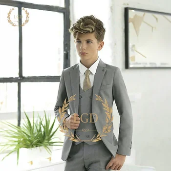 Модный: изысканный костюм из 3 предметов ручной работы для мальчиков, идеально подходящий для вечеринок, свадеб и динамичных мероприятий