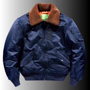 Мужская Зимняя Толстая куртка ВВС, Повседневная верхняя одежда-бомбер С флисовым меховым воротником, Теплые пальто, куртки в стиле милитари в стиле ретро, Большие Размеры 6XL