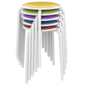 Набор из 5 металлических табуретов с мягким сиденьем, Разноцветные табуретки для гнездования, Маленькие табуретки, Мебель для помещений, Мебель для гостиной