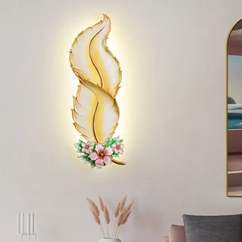 Настенные светильники для гостиной в скандинавском стиле, Персонализированная Вилла, Отель, Декоративная лампа, Креативная Прикроватная тумбочка для Спальни, настенные светильники из перьев