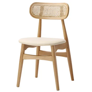 Обеденный стул из массива дерева в Скандинавском стиле, Стул со спинкой из ротанга, Домашний Балкон, Маленький стул для отдыха, ресторан, Современная минималистичная футболка для переговоров