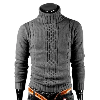 Осенне-зимний мужской теплый свитер, свитер с высоким воротом и длинным рукавом, ретро вязаный свитер, пуловер, свитер