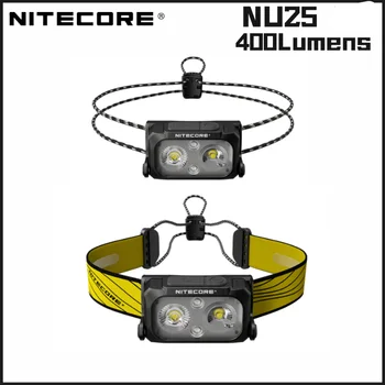 Перезаряжаемый налобный фонарь NITECORE NU25 UL 400 люмен с двойным лучом, Оснащенный прожектором + прожектор, Сверхлегкий головной фонарик