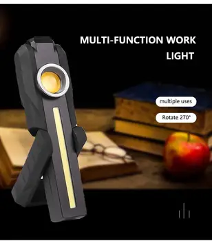Перезаряжаемый светодиодный + COB рабочий фонарь, портативный магнитный складной USB-зарядка, ручной фонарик, прямая поставка