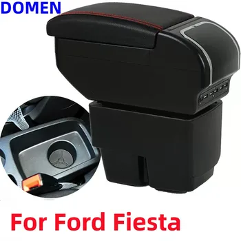 Подлокотник для Ford Fiesta mk7 2009-2019, Содержимое Центрального магазина С выдвижным отверстием для чашки, большое пространство, Двухслойная USB-зарядка