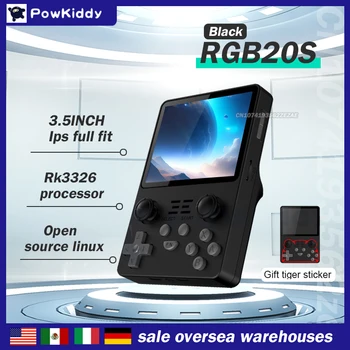 Портативная Игровая консоль POWKIDDY RGB20S с 3,5-дюймовым IPS-экраном 256G, Встроенный процессор RK3326 с 50000+ Играми, система с открытым исходным кодом