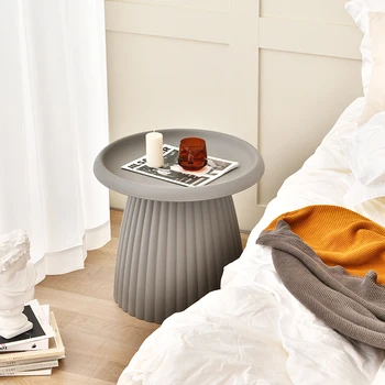 Простая круглая прикроватная тумбочка в скандинавском стиле, современная спальня, персонализированная прикроватная тумбочка