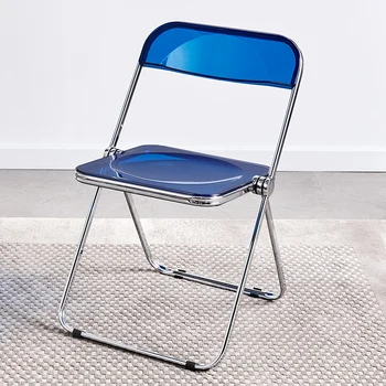 Простой современный прозрачный складной акриловый обеденный стул ins fashion net red camera chair магазин одежды, стул для макияжа 접 _BOS_식의자