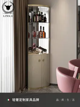 Роскошный треугольный винный шкаф для гостиной, современный простой угловой шкаф из нержавеющей стали, французское высококачественное стекло для шкафчика