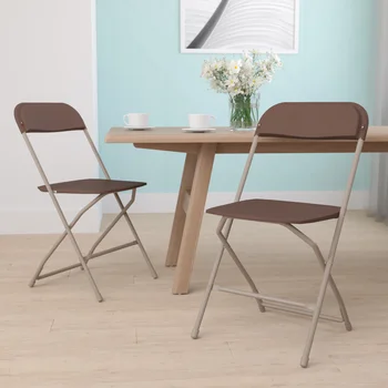 Серия пластиковых складных стульев - Коричневый - 2 упаковки, вместимость 650 фунтов, Удобное кресло для мероприятий-Легкий складной стул