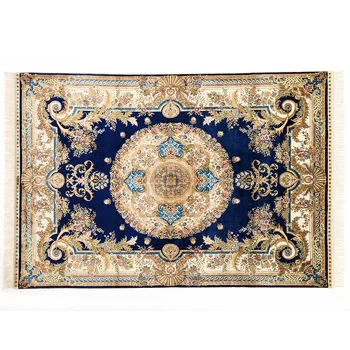 Синий шелковый современный персидский ковер ручной работы для продажи