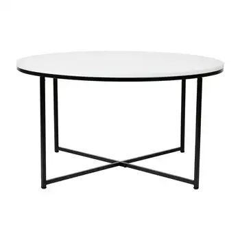 Современный журнальный столик, белый/ Матовый черный Чайный столик, Маленький журнальный столик, Столешница Mesas, Маленький торцевой столик, Торцевой столик для спальни