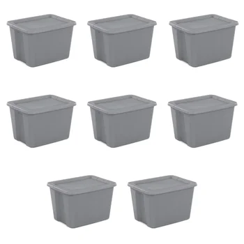 Стерилизующая коробка-тоут на 18 галлонов, пластиковая, серая, набор из 8 складских ящиков, коробка для хранения, контейнеры для хранения