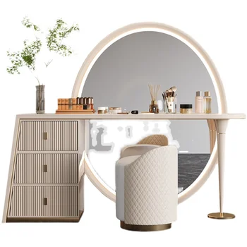Туалетный столик в итальянском стиле высокого класса, напольное зеркало, встроенная спальня, косметический столик высокого класса, шкаф для хранения