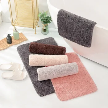 Флокированный коврик для пола, чистый цвет, Впитывающие нескользящие коврики для ванной, коврики для пола в туалете, коврик для ванной