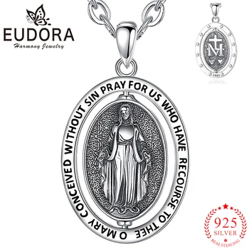 Юдора, Новое ожерелье с Медалью Девы Марии из Стерлингового Серебра 925 Пробы, Религиозный кулон 