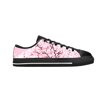 Японская вишня, Цветок Сакуры, Милая Повседневная Тканевая обувь с низким верхом, Удобные дышащие Мужские И женские кроссовки с 3D принтом